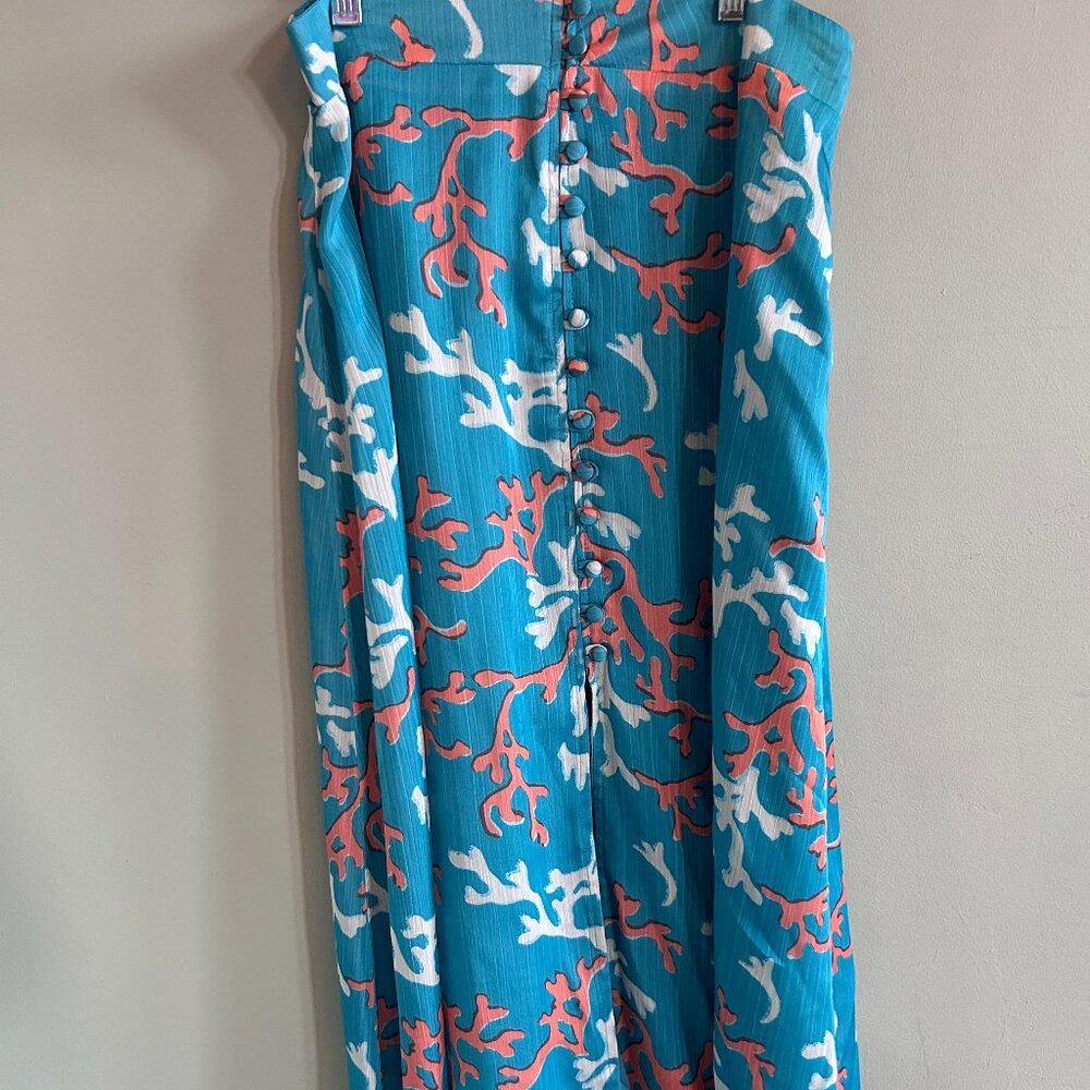 Anthropologie Maeve Coral Print Skirt